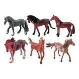 6 Unidades Modelos De Estatuetas De Cavalos Realistas, B
