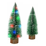 2 Mini Árbol De Navidad Con Luces Led Para Escritorio Mesa