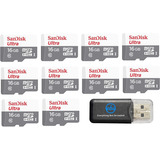 Tarjeta De Memoria Sandisk Ultra 16gb 10-pack + Lector Sd