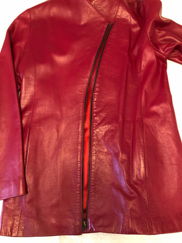 Campera De Cuero Roja  Mujer  Ultra Liviana