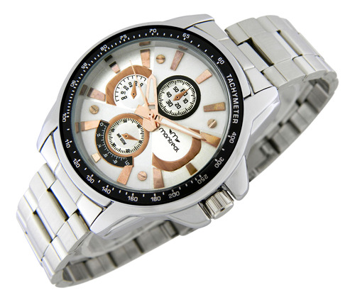 Reloj Montreal Hombre Ml1300 Agujas Luminosas Malla Acero