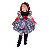 Vestido Festa Junina Quadrilha Caipira Infantil + Luva +laço