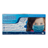 Cubrebocas Infantil Ambiderm 3 Pliegos Plisado Caja C/50pz Color Azul