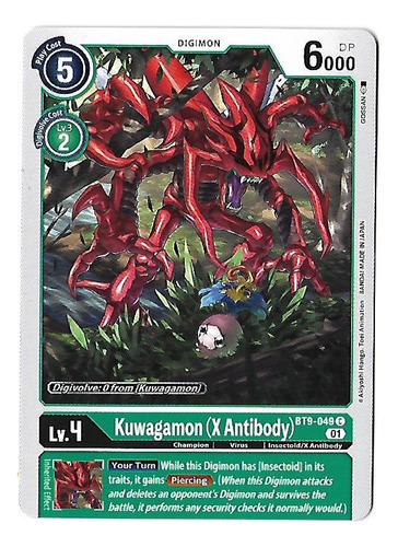 Digimon Ccg Kuwagamon X Antibody - Common Bt9 Frete Incluso