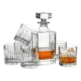 Set De 7 Piezas Licorera Y 6 Vasos Whisky Whiskey Cristal 