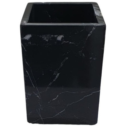 Vaso Porta Cepillo De Dientes Marmol Negro Marquina Premium 