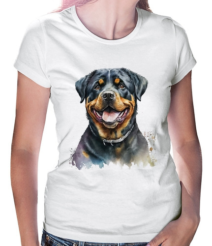 Baby Look Cachorro Rottweiler Camiseta Feminina