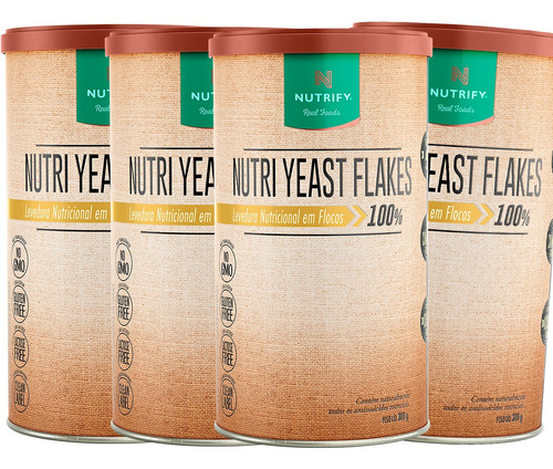 Kit 4x Nutri Yeast Flakes Levedura Nutricional Flocos - 300g