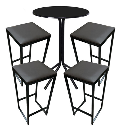 Conjunto Mesa 1,03cm 4 Bancos Preto 72cm Reforçado S/encosto