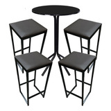 Conjunto Mesa 1,03cm 4 Bancos Preto 72cm Reforçado S/encosto