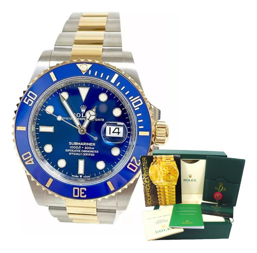 Relógio Rolex Submariner Misto Azul Com Caixa Original