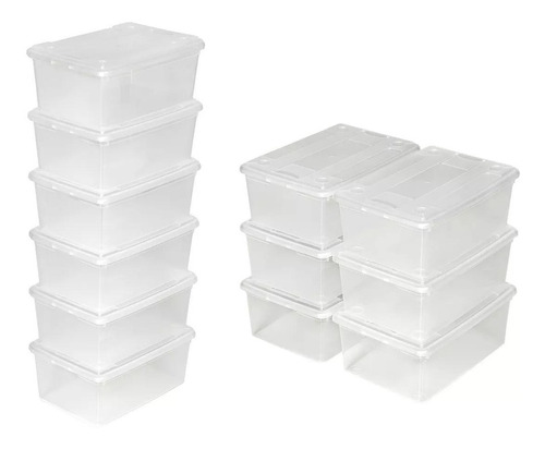 10 Cajas Contenedor Apilables Plastico Multiusos Juguetes