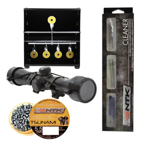 Kit Esporte Tiro Tsunami 5.5mm Alvo Kit Limpeza Luneta 4x32