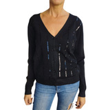 Sweater Saco Cárdigan Mujer Brillos Lentejuelas Noche