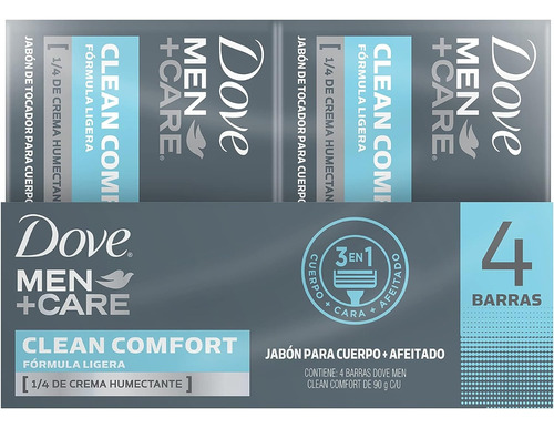 Jabón En Barra Dove Men+care Clean Comfort 4 Barras De 90g