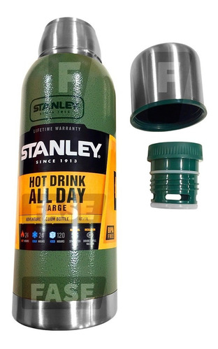 Termo Stanley 1 Litro Verde Acero Inoxidable Tapa Taza 24hs