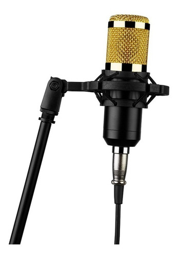 Microfono Estudio Condensador Con Tarjeta De Sonido Usb V8 Color Dorado