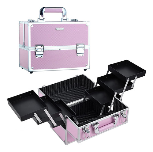 Frenessa Makeup Train Case Large Portable Cosmetic Case -...