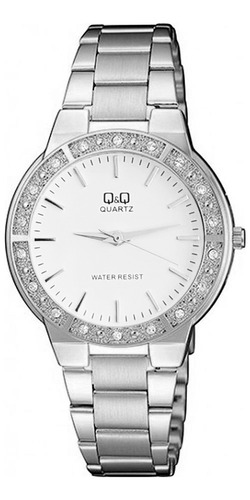 Reloj Q&q Qyq Acero Inoxidable Dama Diamond +estuche 