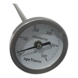 Termômetro Inox Forno A Lenha Haste Grande 20cm 500ºc