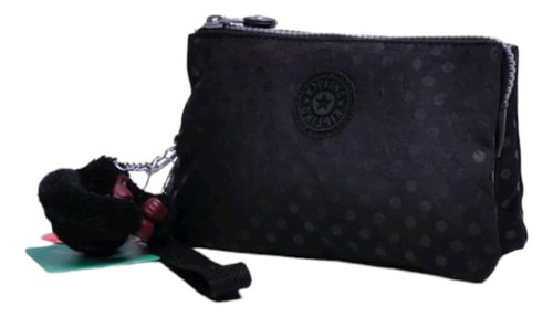 Estuche Bolsa Calidad Kipling Doble - Negro Puntos