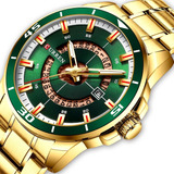 Curren Moda Metalico Fechador Dorado Grande Reloj P Hombre B