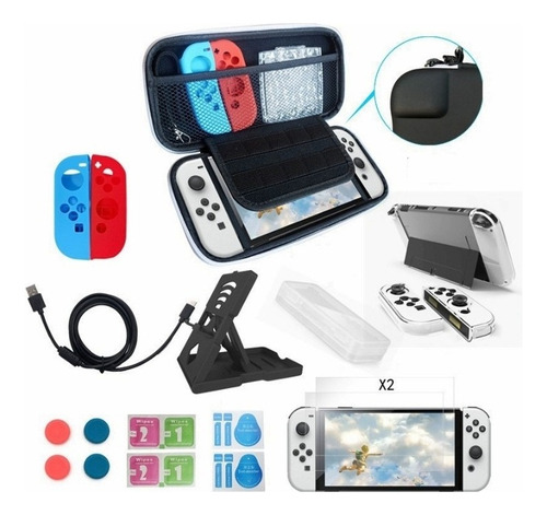 Estuche Protector Para Nintendo Switch Oled Pack 20 Completo