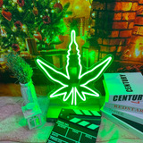 Letrero Neon Hoja Marihuana Stoner Ultra Brillo Resistente Color Verde