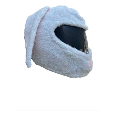 Cubierta Divertida Peluche Blanco Conejo Orejas Casco Moto | Meses sin interés