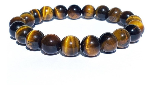 Pulseira De Olho De Tigre Natural Esfera De 8 Mm Proteção