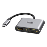 Adaptador Usb-c A Hdmi Vga, 2 En 1 Usb 3.0 Tipo C A Vga Adap