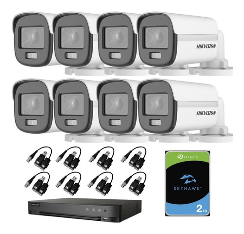 Kit Seguridad Hikvision Dvr 8ch + 8 Camaras 2mpx + Disco2tb