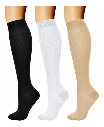 3 Pares De Calcetas Medias De Compresión Várices Circulación | MercadoLibre