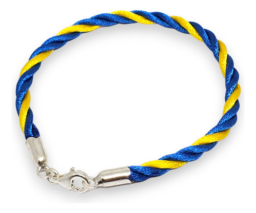 Pulsera Plata Hilo Seda Futbol Boca Juniors Deporte