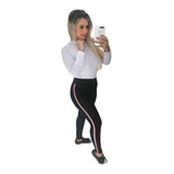 Calça Legging Ribana Feminina Listra Moletom Cintura Alta