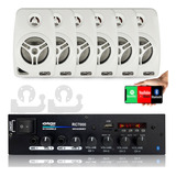 Kit Som Ambiente 500 Watts Bluetooth +6 Caixas Parede Branca