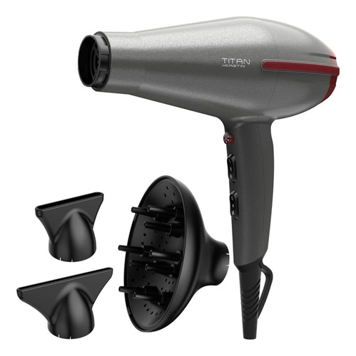 Secador De Pelo Gama Tempo Titan Keratin Motor Ac Micro Glit Color Gris