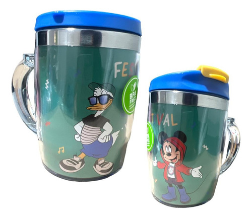 Botella Mug Vaso Keep Para Niños 450ml Mickey Y Donald