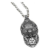 Collar Vikingo Lobo Color Plata Acero Inoxidable Para Hombre