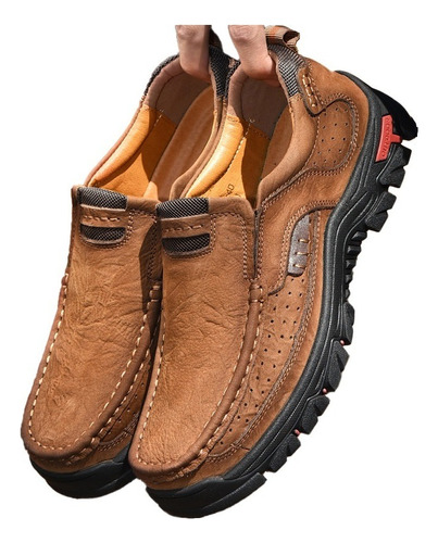 A Zapatos De Cuero Marrón Antideslizante For Hombres