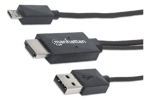 Cable Mhl Manhattn Micro Usb A Hdmi Macho Con Usb-a P/ Alim