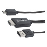 Cable Mhl Manhattn Micro Usb A Hdmi Macho Con Usb-a P/ Alim