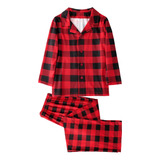 Traje De Pijama Familiar A Cuadros Navideños Para Papá, Mamá