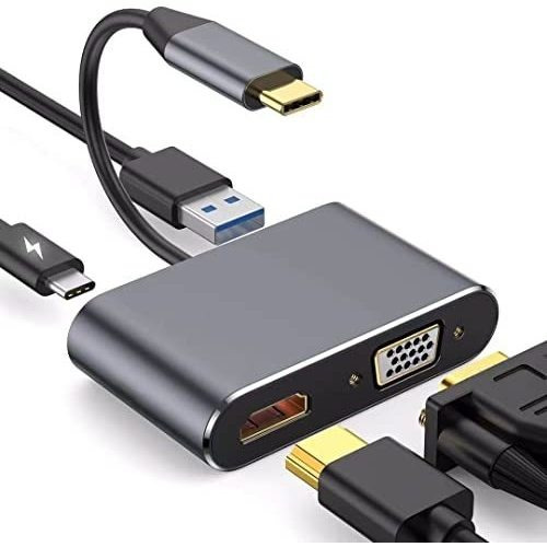 Adaptador Navor 4 En 1 Usb C A Hdmi Vga, Hub Tipo C Con 4k H