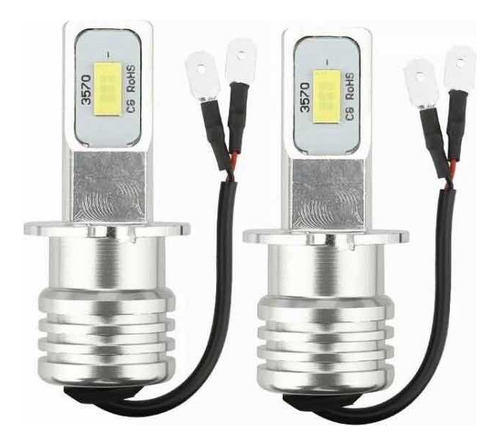 Set 2x Bulbos H3 Led Csp Chips Xenón White 6000k Dc12v H3 6k