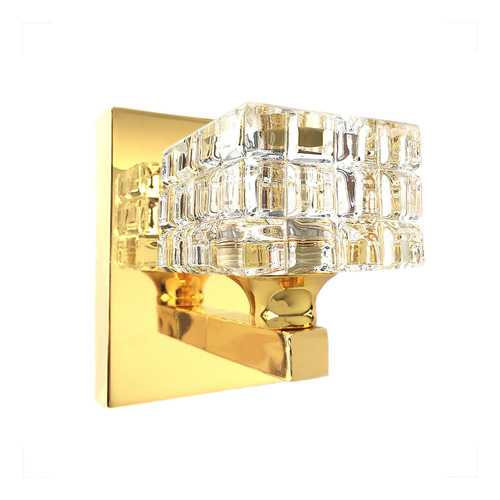 Arandela De Cristal Quadrado Dourado Polido Sala G9 Bet39