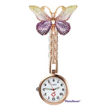 Reloj De Enfermera Mariposa Verde/morado