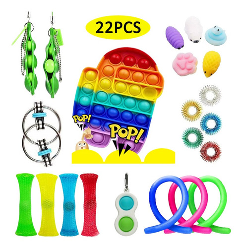 22 Piezas Fidget Push Pop It Sensory Toys - Caja De Niebla