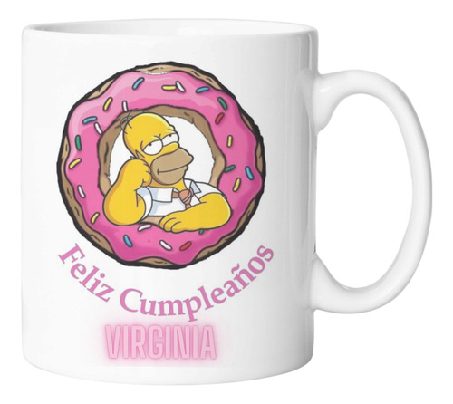 Taza De Cerámica Personalizada Los Simpson Cumpleaños