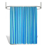 Cortina De Baño Peva Estampada 180x180 Diseño Moderno Color Azul Raya Azul